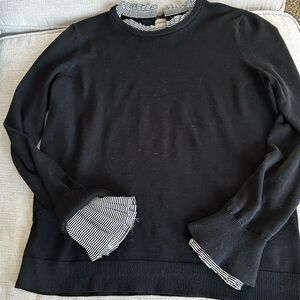 Women’s Black Sweater with Black and White Accents | Size large